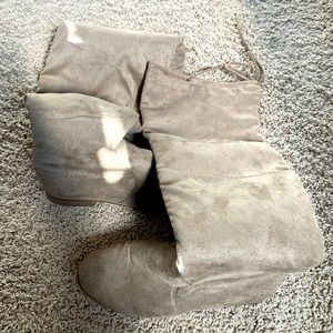 Thigh high nude boots